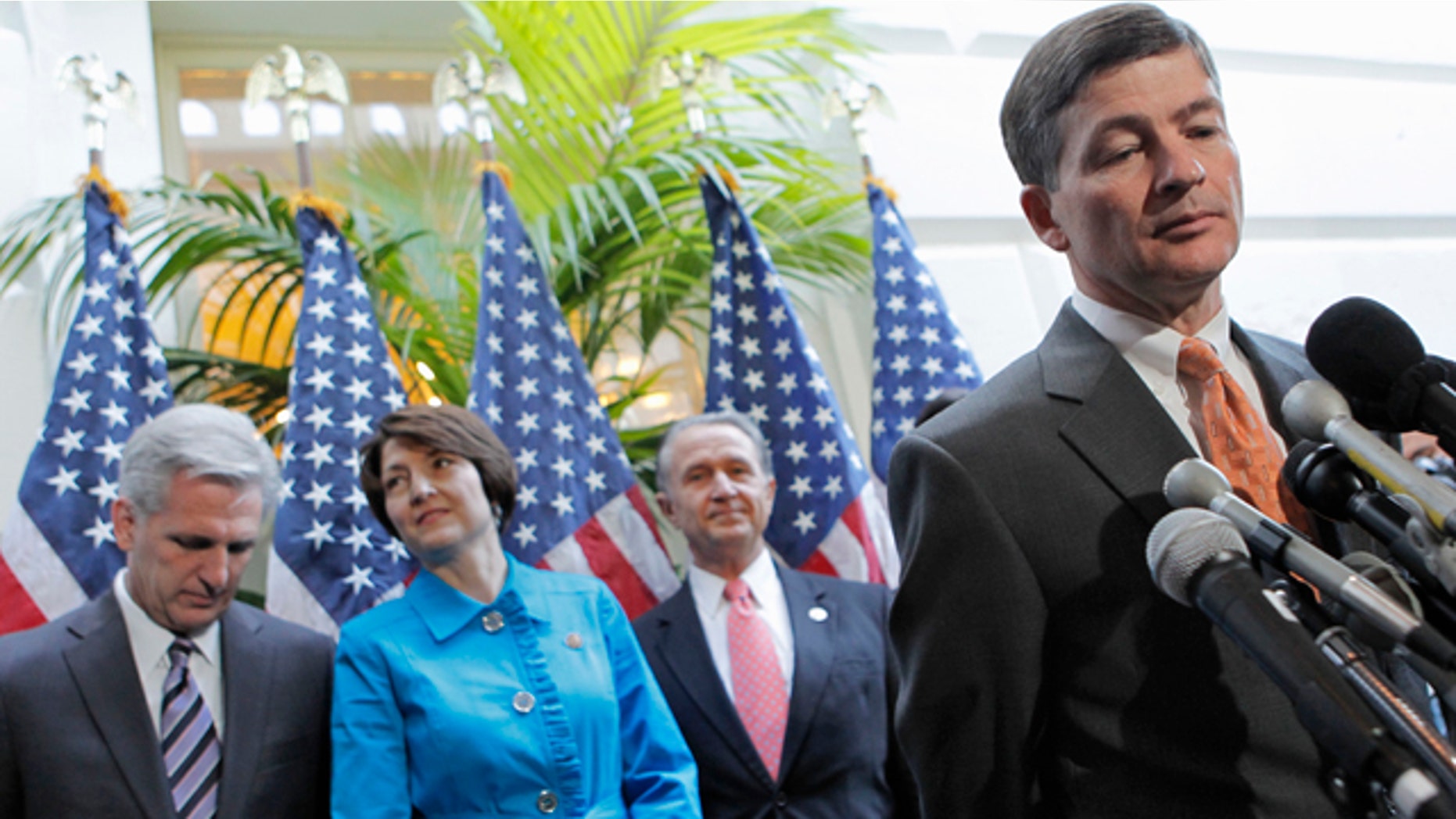 FILE: In this Oct. 25, 2011, photo, Rep. Jeb Hensarling, R-Texas, right, says the so-called Super Committee which he co-chairs still has plenty of time to find a solution to the nation's debt crisis. That time is now ticking down to little more than a week.