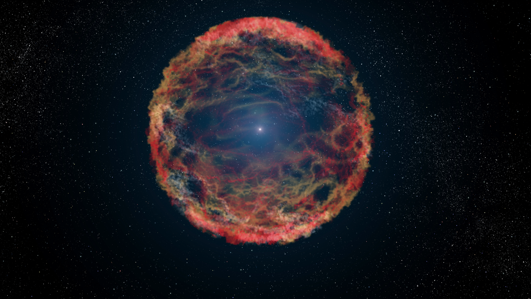 An artist’s impression of a supernova involving a massive star.