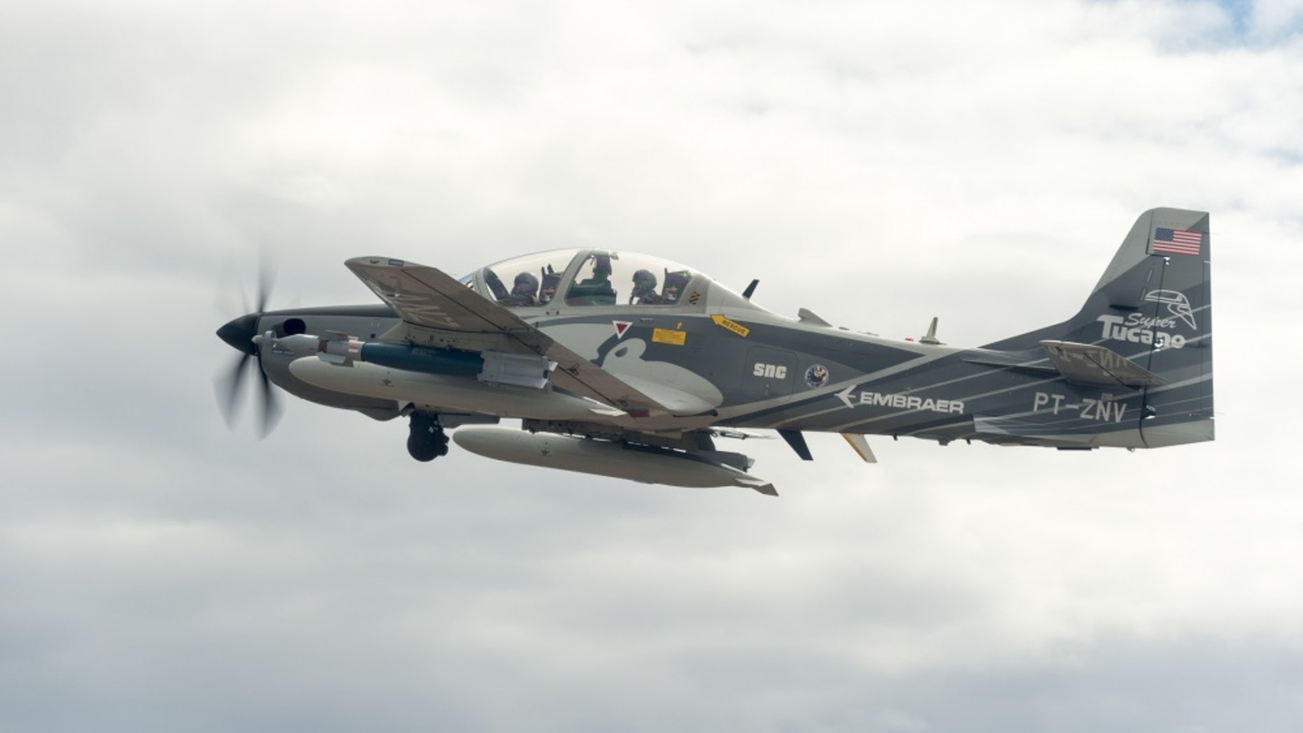 HOLLOMAN AIR FORCE BASE, N.M. (Aug. 1, 2017) A Embraer EMB 314 Super Tucano A-29 experimental aircraft flies over White Sands Missile Range. (U.S. Air Force Photo by Ethan D. Wagner)