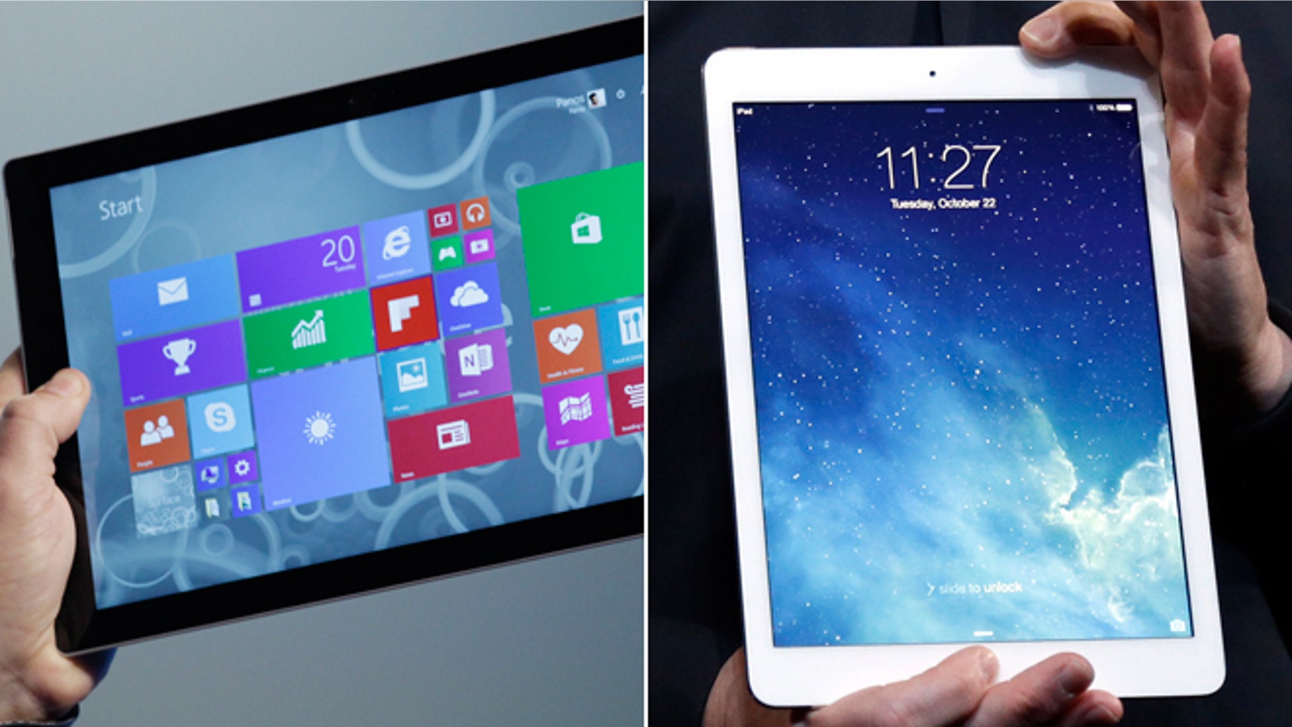Microsoft's Surface Pro 3 tablet and the iPad Air.