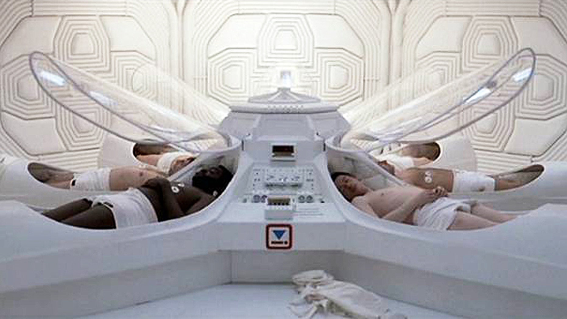 Deep-space travellers awaken from hibernation suspended animation in a scene from the 1979 film, "Alien."