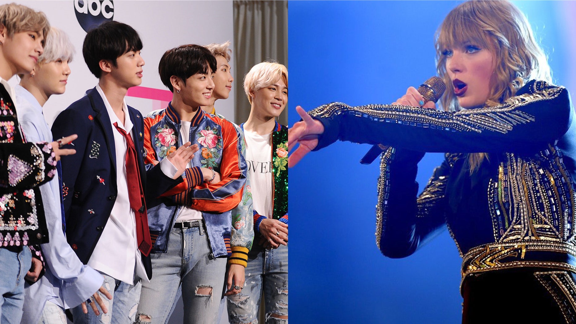 K-pop band BTS celebrates their new record defeating Taylor Swift's 'Look What You Made Me Do" for the most YouTube views in 24 horus.