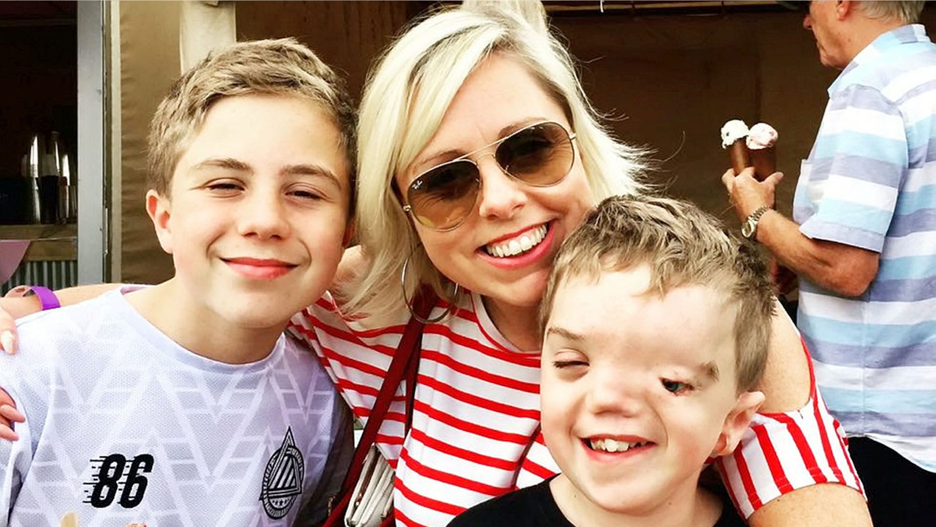 Mum Charlie Beswick, 38, with twins Harry Beswick (who has Goldenhar syndrome) and Oliver Beswick, 12. A mum has been left outraged after Instagram took down a photo of her son who has a facial deformity - after another user reported it to their content moderation team. See NTI story NTIFACE. Harry Beswick, 12, was born with Goldenhar syndrome, which means he has no left eye, eye socket, nostril or left ear. Mum-of-two Charlie Beswick, 38, posts pictures of Harry and his twin Oliver to 12,000 followers on her Instagram account called Our Altered Life. Harry has a prosthetic eye, but when Charlie, from Stoke-on-Trent, posted a picture of him without his eye in on Sunday (10/9), the picture was taken down two days later. Charlie complained about the decision on her Twitter account, which has been re-tweeted more than 46,000 times. After many people contacted Instagram to express outrage, the photo was restored at around 7pm on Tuesday (12/9).