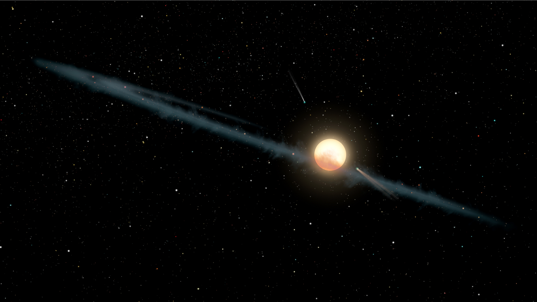 Artist's illustration depicting a hypothetical dust ring orbiting KIC 8462852, also known as Boyajian’s Star or Tabby's Star.