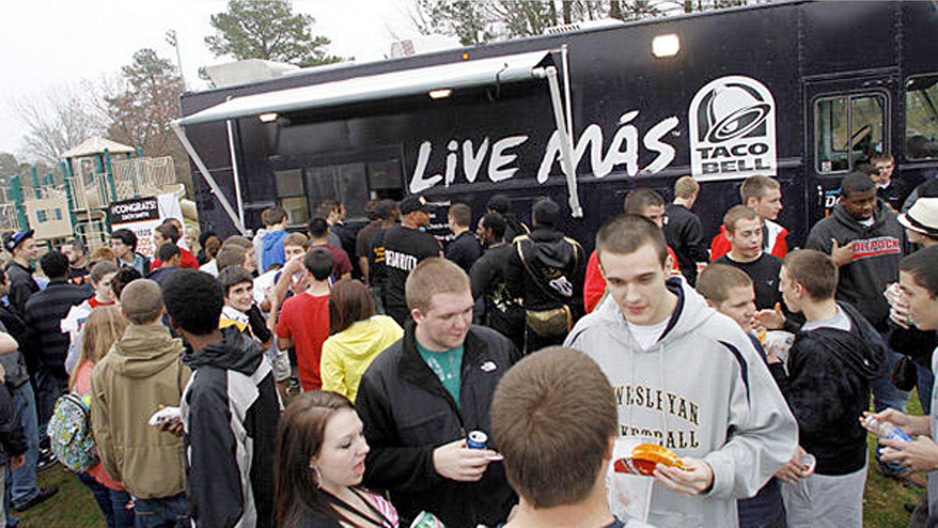 A Taco Bell Truck delivers Doritos Locos Tacos in Fuquay-Varina, N.C. last year. Taco Bell came under fire from fans who couldn't get the chain's new Cool Ranch Doritos Locos tacos Wednesday, as promised by the Taco Bell facebook page.