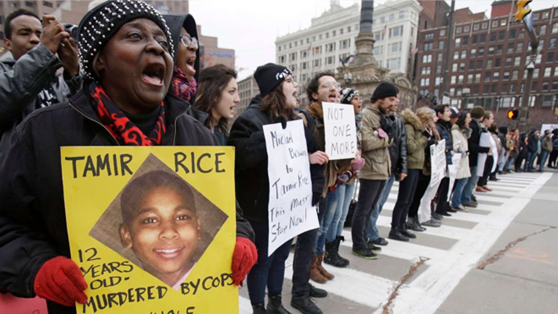 Nov. 25, 2014: Demonstrators block Public Square in Cleveland, during a protest over the police shooting of 12-year-old Tamir Rice.
