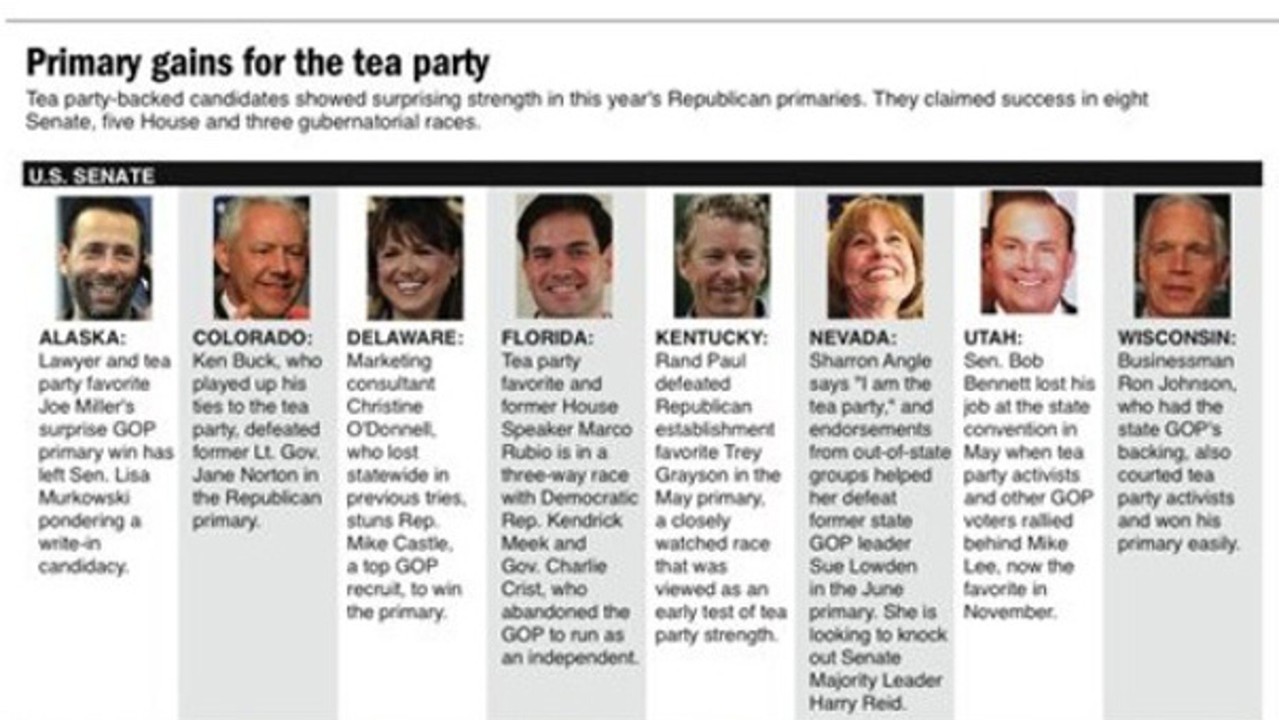 A list of tea party candidates who won primaries