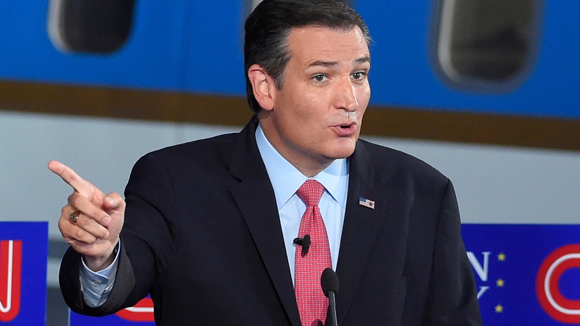 In this photo taken Sept. 16, 2015, Republican presidential candidate, Sen. Ted Cruz, R-Texas, speaks during the Republican presidential debate at the Ronald Reagan Presidential Library and Museum in Simi Valley, Calif. When it comes to climate science, two out of three Democratic presidential candidates are A students, while most of their Republican counterparts are flunking, according to a panel of scientists who reviewed candidates comments. (AP Photo/Mark J. Terrill)