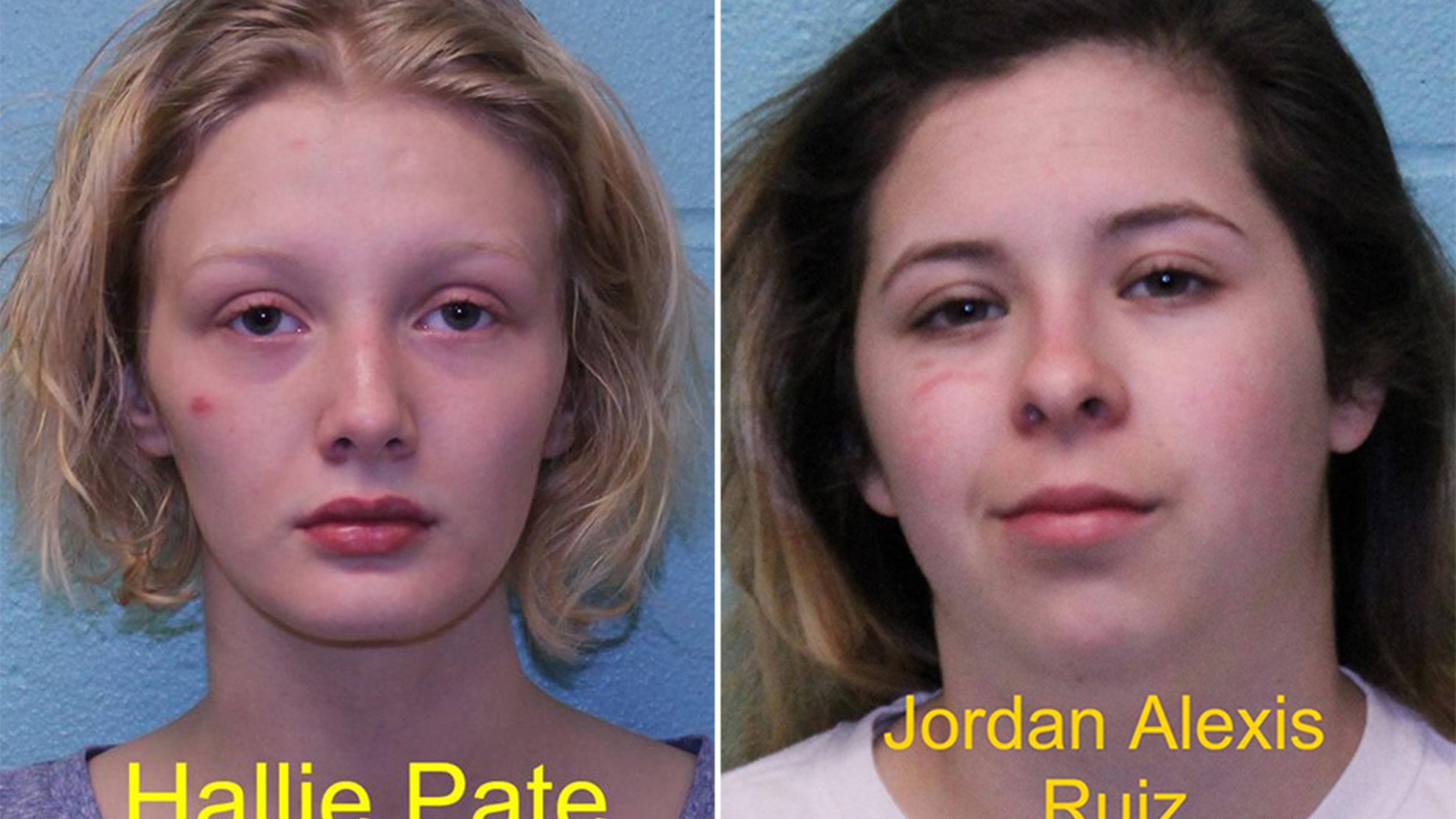 Hallie Pate, left, and Jordan Alexis Ruiz were arrested for breaking into a home and killing the pets inside, officials said.