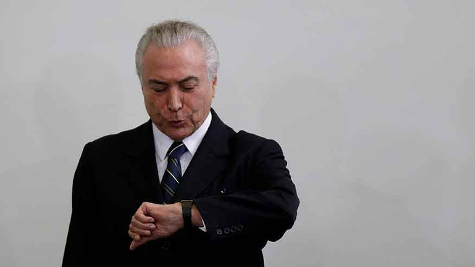 Brazil's President Michel Temer at the Planalto Palace in Brasilia, Brazil May 12, 2017.