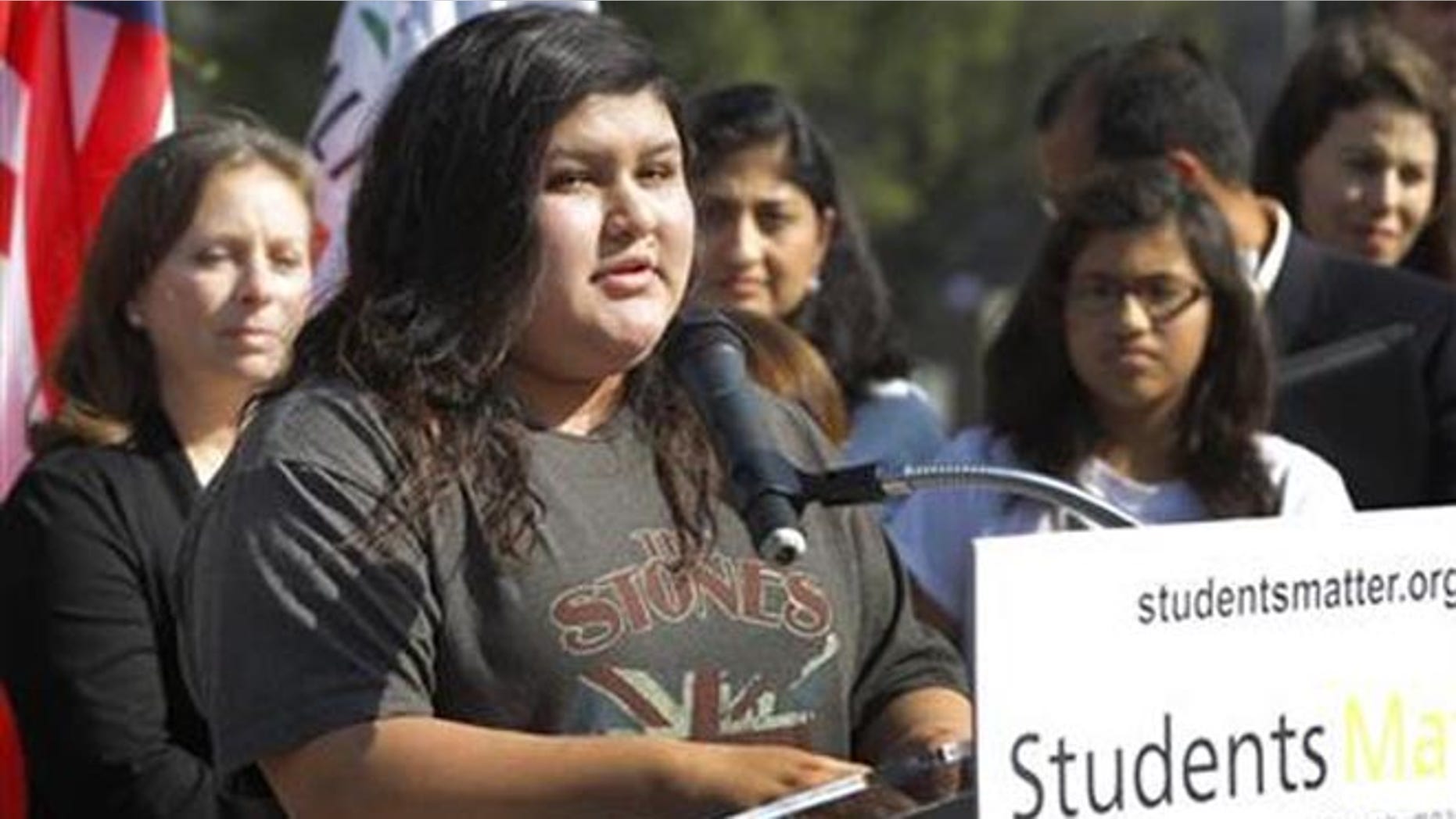 FILE: Jan. 27, 2014: California public school students suing the state to abolish its teacher tenure laws, at a press conference in Los Angeles.