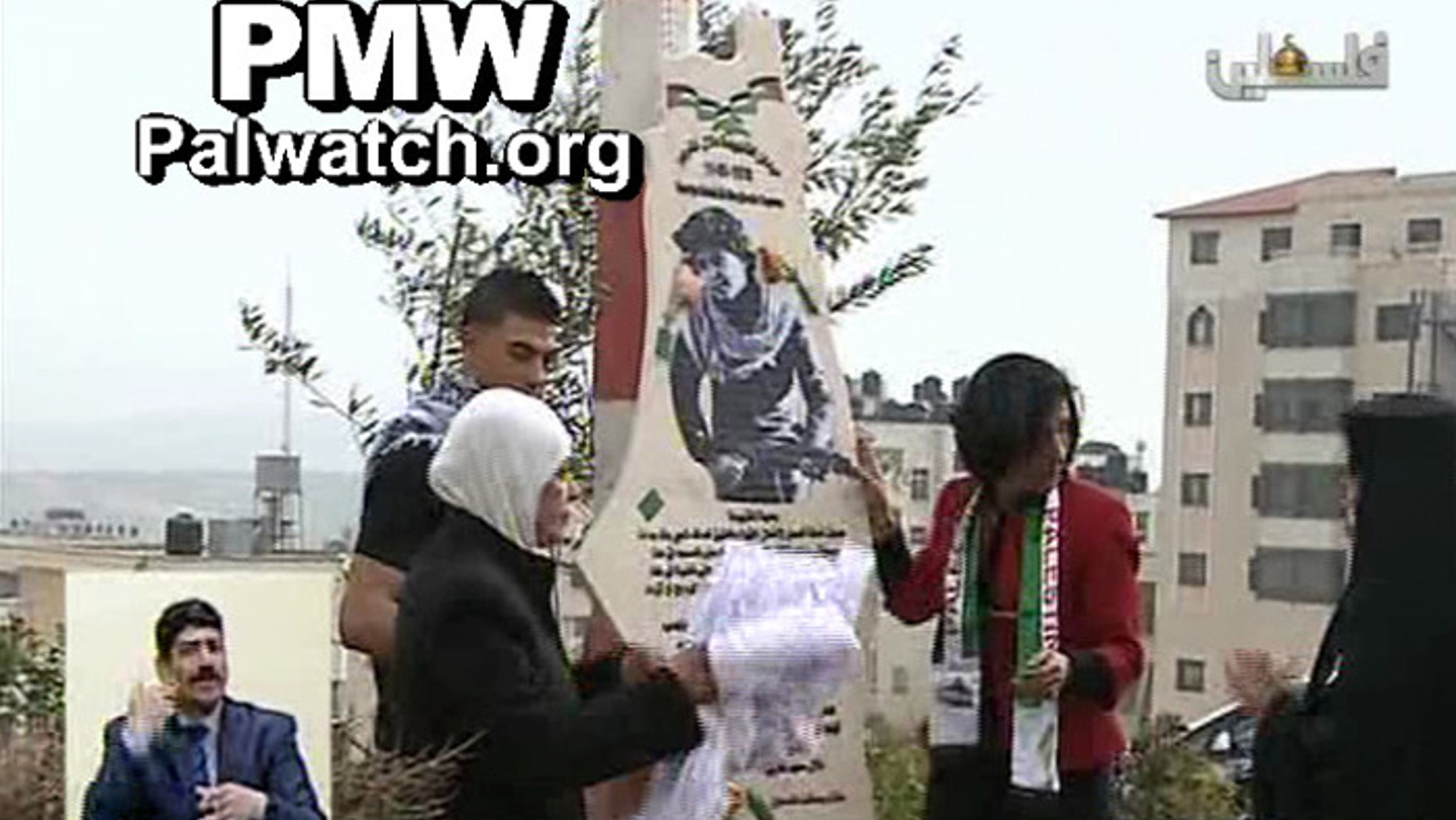 The square was rededicated to last week, on the 37th anniversary of the bloody attack. (Palestinian Media Watch)