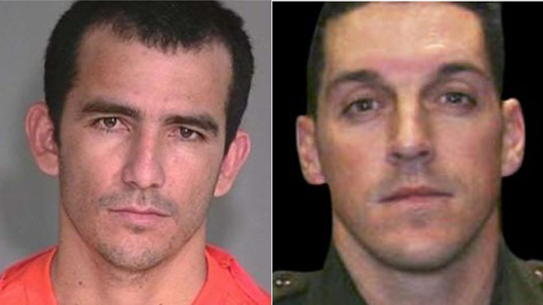 From the left, FBI mugshot of Ivan Soto-Barraza who has been arrested in Mexico in connection with the 2010 murder of US Border Patrol agent Brian Terry. (FBI) Right: Undated FILE photo provided by U.S. Customs and Border Protection of U.S. Border Patrol agent Brian A. Terry. Terry was fatally shot north of the Arizona-Mexico border while trying to catch bandits who target illegal immigrants in December, 2010.