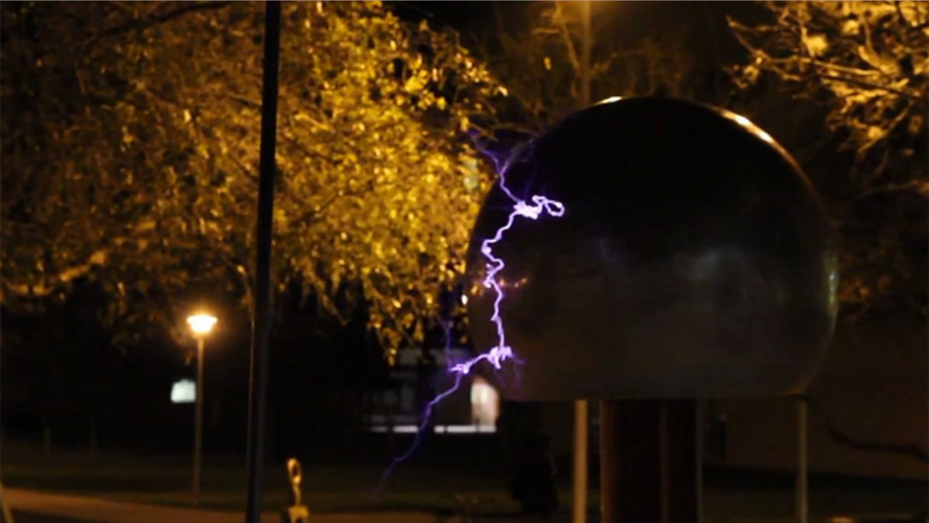The tesla coil can produce an alternating current and shoots out 15 foot sparks of electricity.