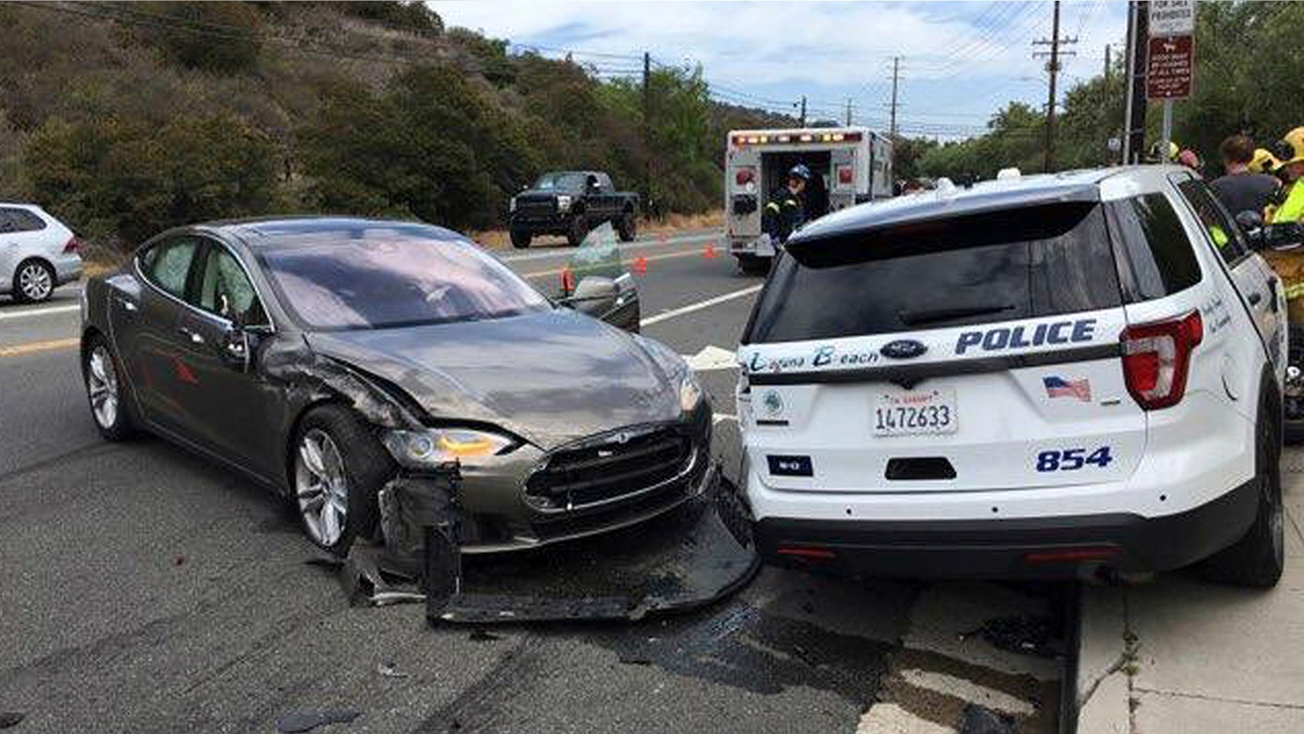 No officers were in the cruiser during the crash Tuesday in Laguna Beach.