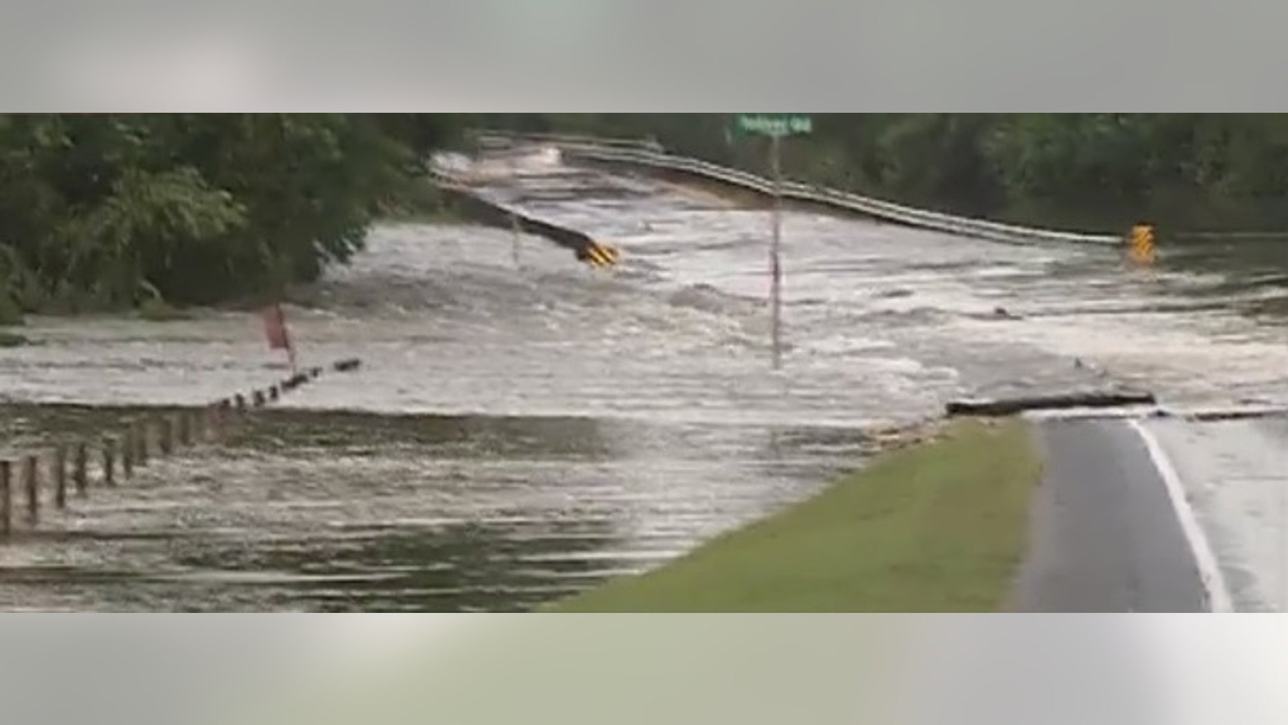 Flooded roads in Brenham, Texas.