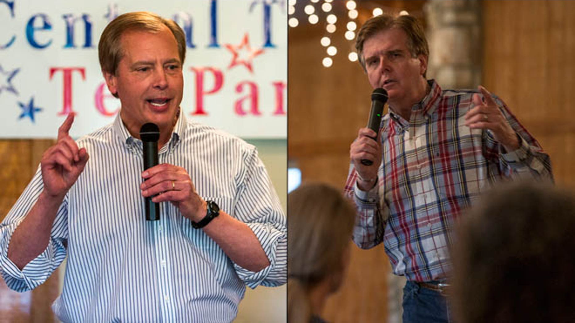 Shown here are Texas Lt. Gov. David Dewhurst, left, and state Sen. Dan Patrick.