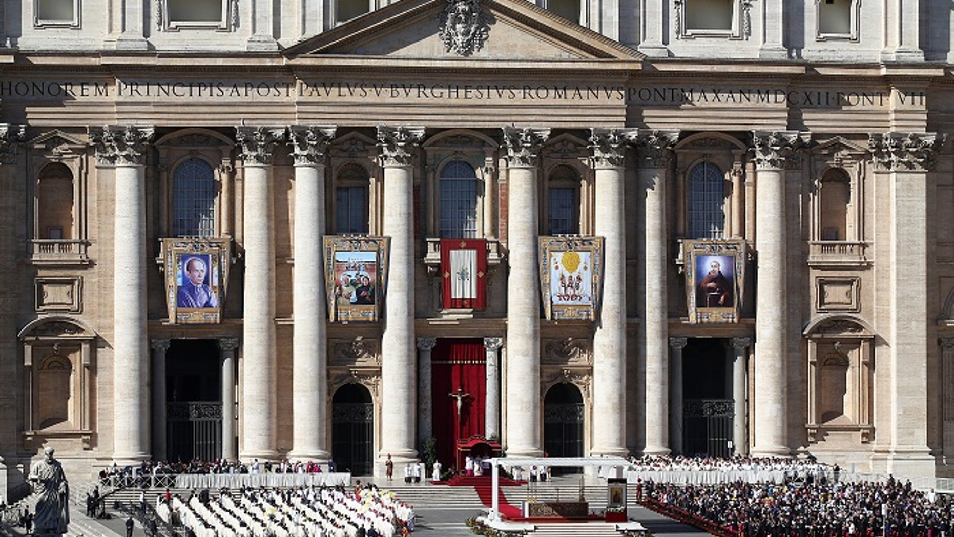 Pope Francis leads a Mass in St. Peter's Square, Vatican City, Oct. 15, 2017.