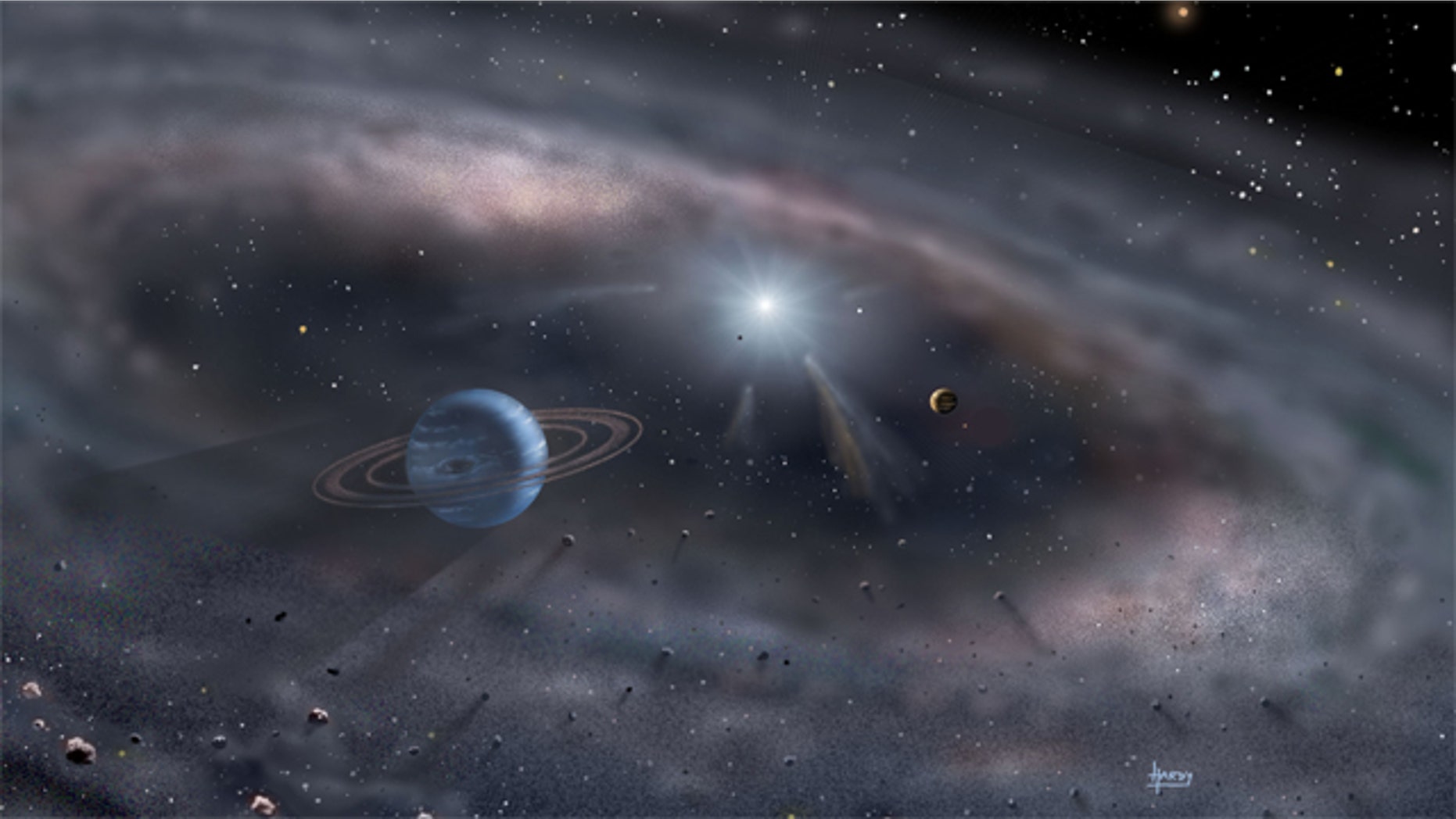 Planets form around a young star in this artist's concept.