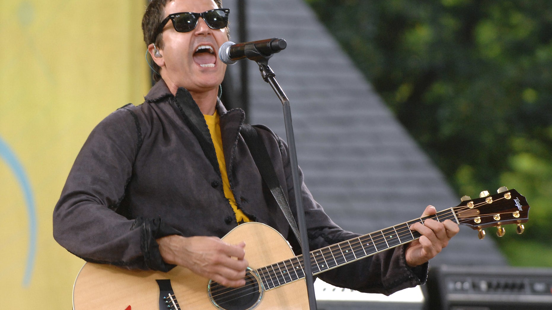FILE - In this July 17, 2009, file photo, musician Stephan Jenkins of the music group Third Eye Blind performs on ABC's "Good Morning America" in New York. Video shows Jenkins making political statements during a charity concert at the Rock and Roll Hall of Fame in Cleveland on Tuesday, July 19, 2016. (AP Photo/Peter Kramer, File)