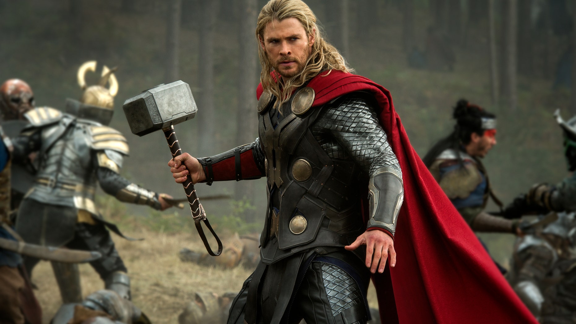 This publicity photo released by Walt Disney Studios and Marvel shows Chris Hemsworth in a scene from "Thor: The Dark World."