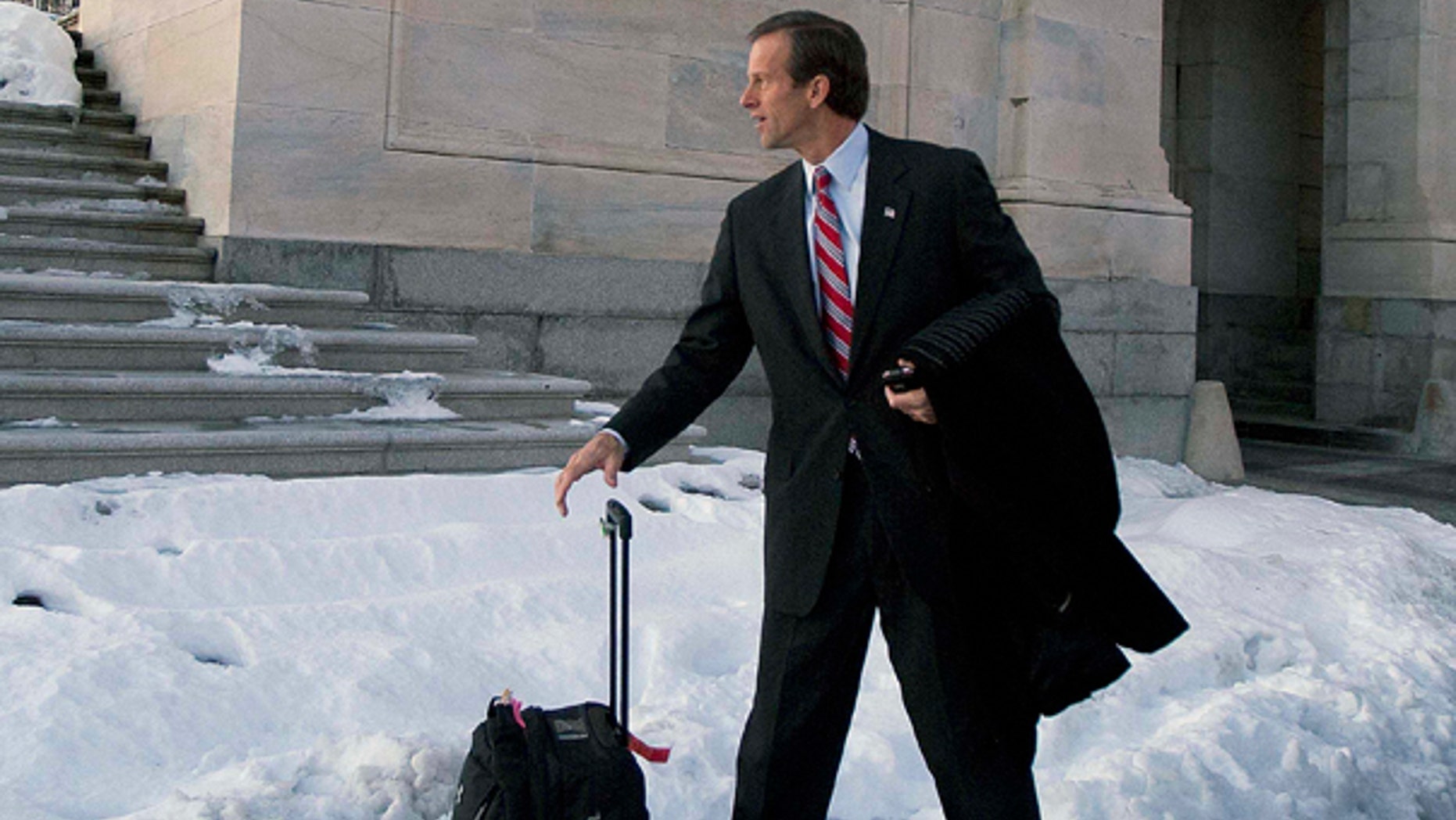Thursday: Sen. John Thune, R-S.D., prepares to depart Washington for a winter recess, but Republicans have vowed to gin up opposition to the Senate health insurance overhaul during Congress' winter break. (AP Photo)