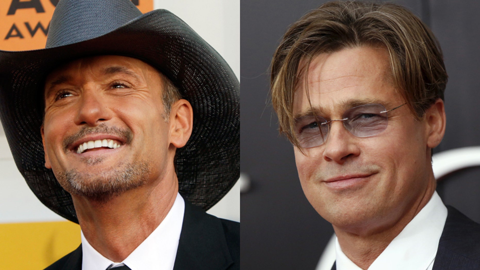 Tim McGraw, left, Brad Pitt.