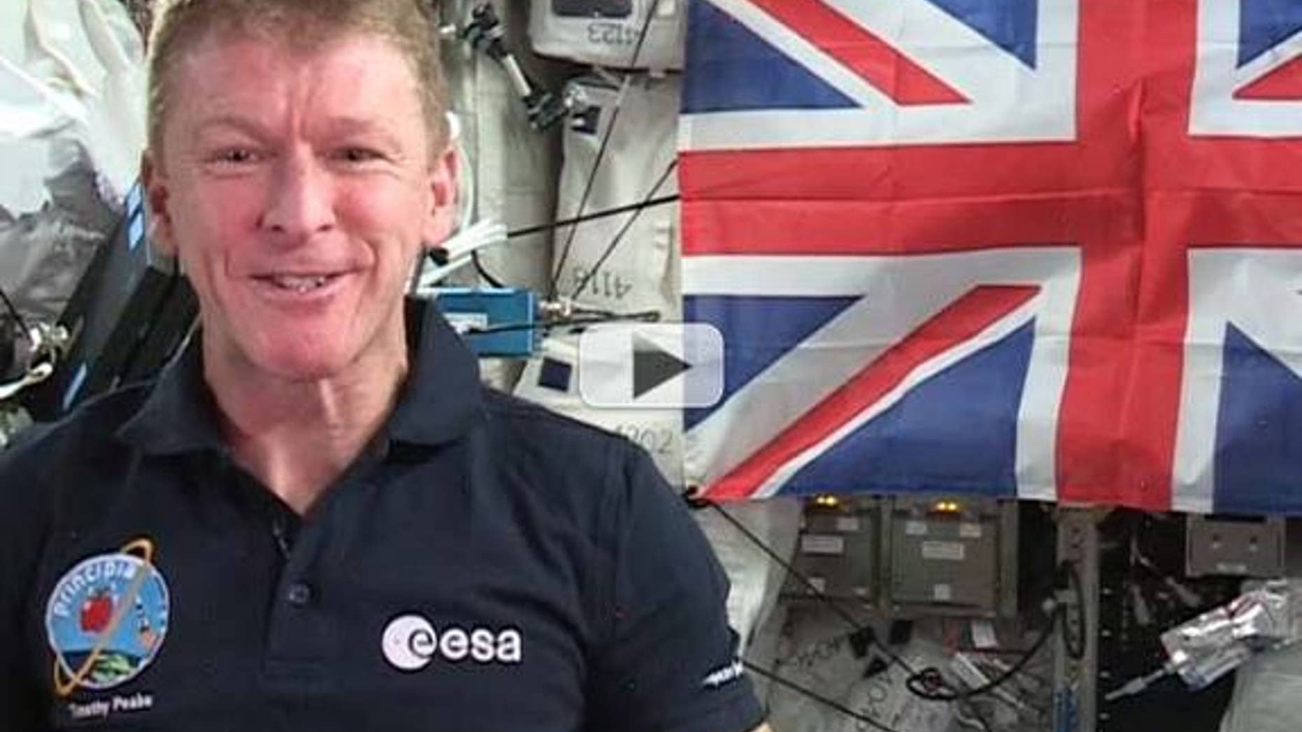 British astronaut Tim Peake says he might be the first person to have said "God save the queen" in space.