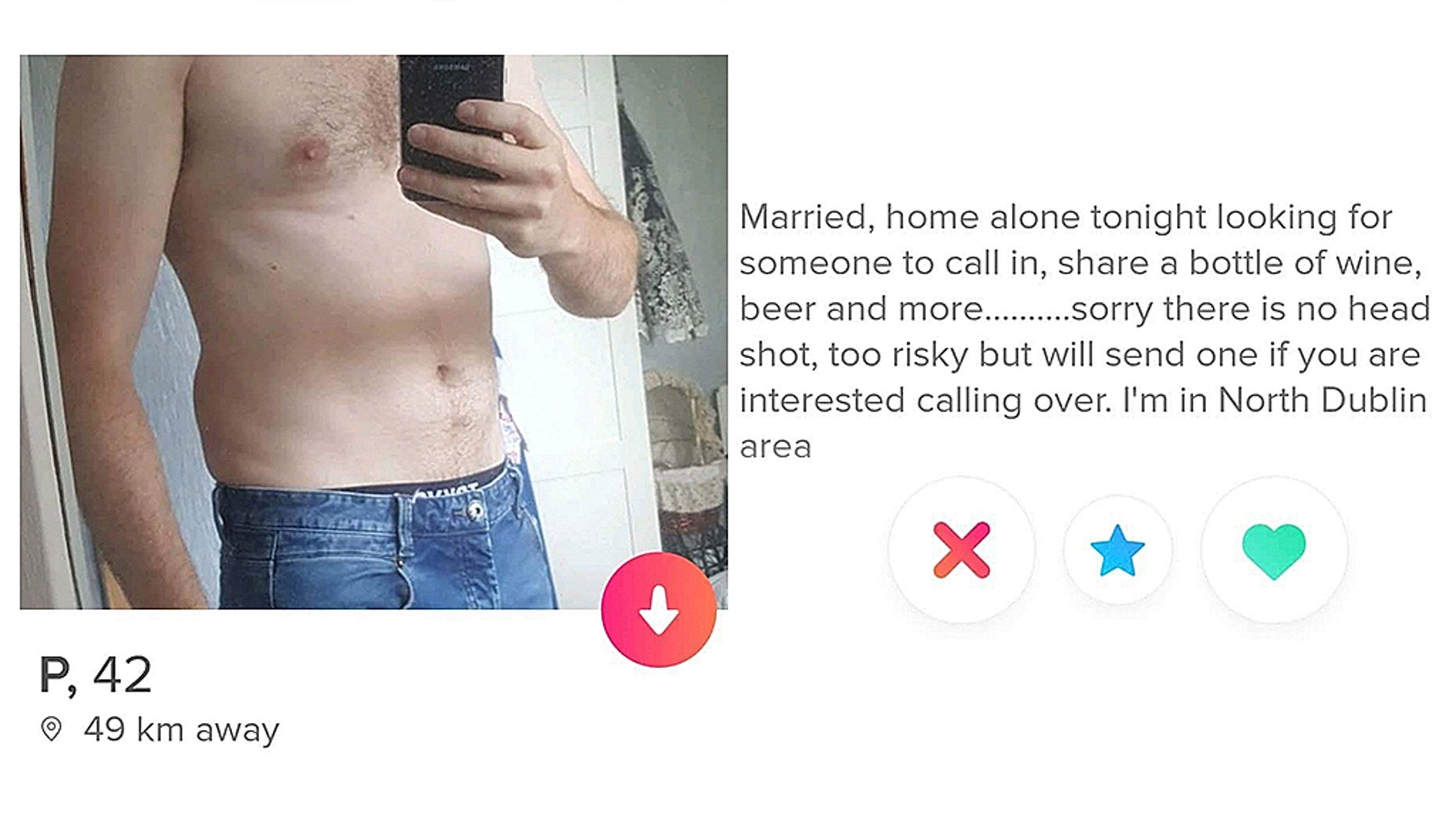 One male Tinder user, identified as "P" online, is being roasted for his profile on the dating app.
