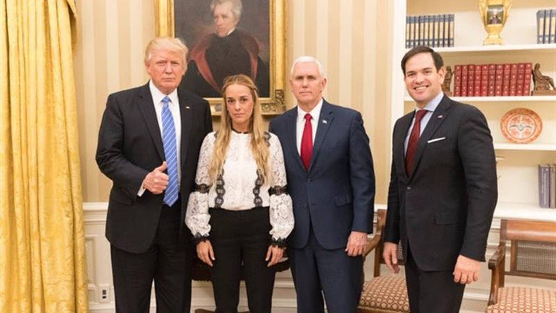 Photo provided by Lilian Tintori. at the Oval Office of the White House, on Feb. 15, 2017.