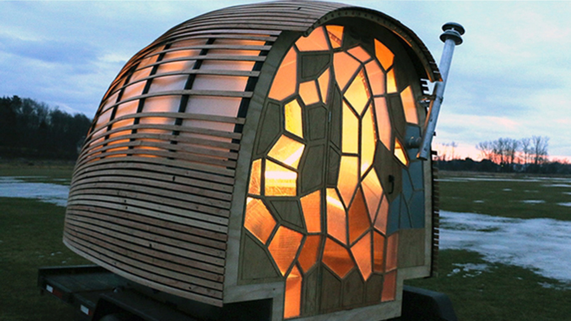 Made by 16 college kids from Vermont, the OTIS pod home features a rainwater collection system for indoor plumbing and stained-glass like privacy windows. It can also be towed by a four-cylinder vehicle.