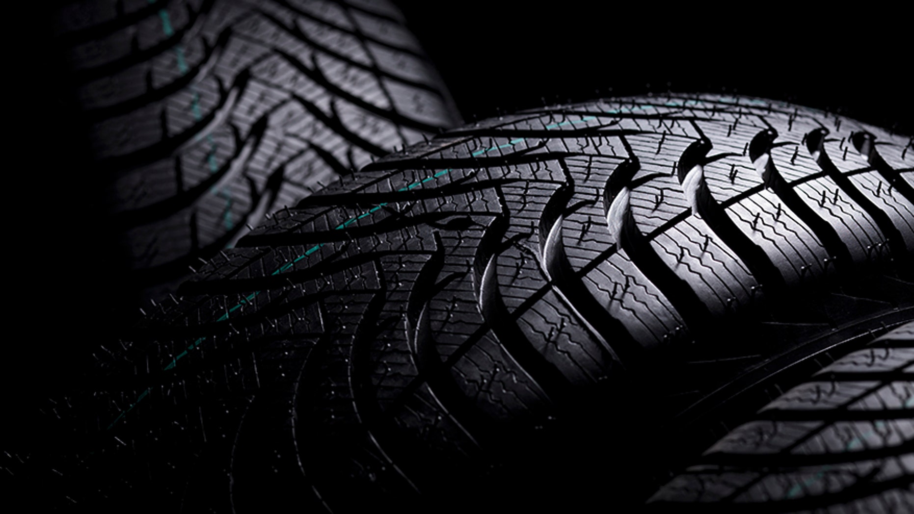 "Close up of the three high performance winter tires with modern treads (Michelin Alpin A4). Check my other tire photographs in my portfolio, more in"