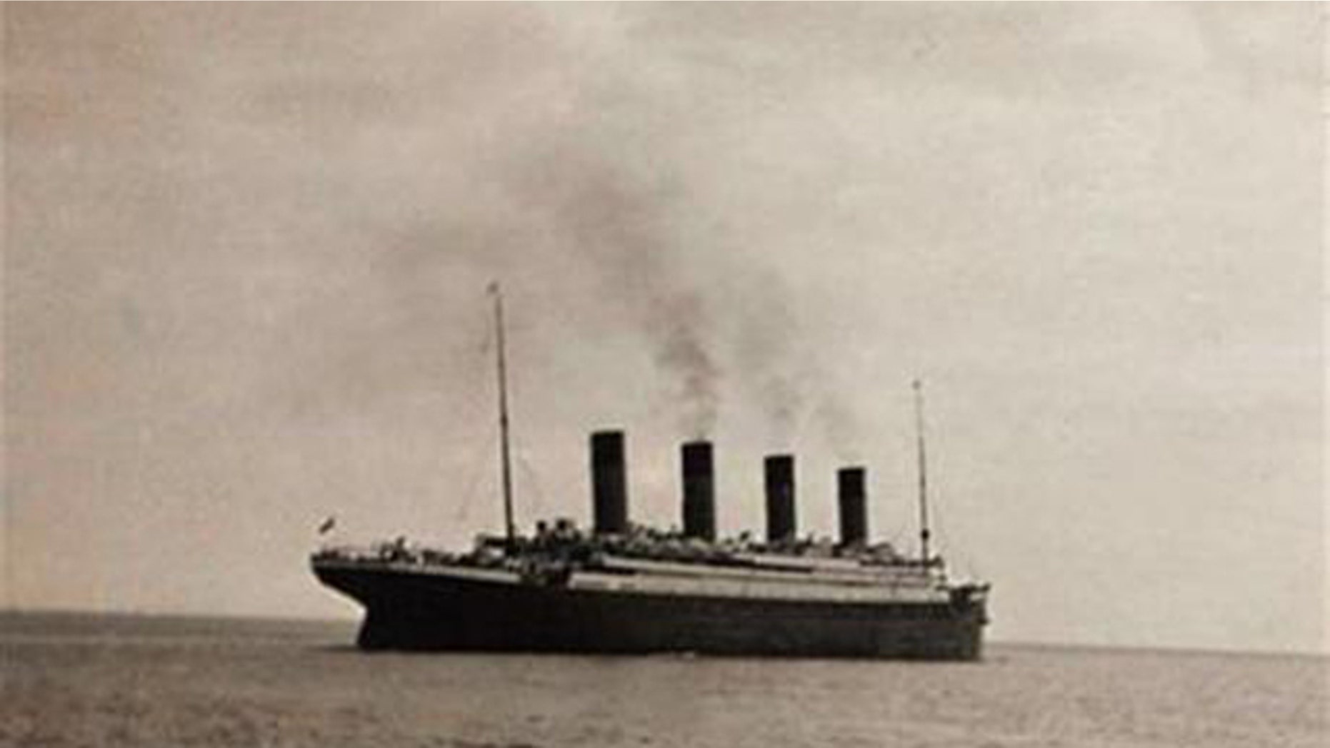 The RMS Titanic in what is thought to be the last known image of the ship as she sets sail from Queenstown for New York.
