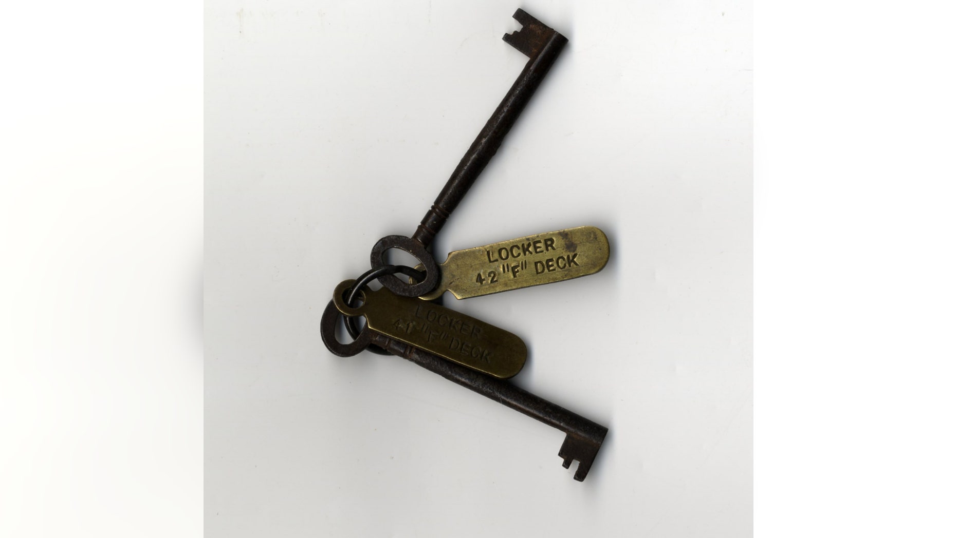 The locker keys that belonged to Sidney Daniels, the last surviving member of Titanic's crew. (Henry Aldridge & Son)