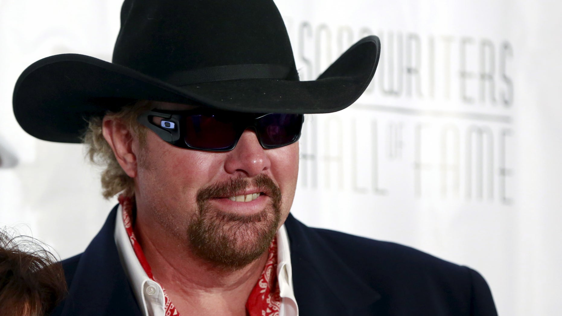 June 18, 2015. Country singer Toby Keith poses on the red carpet before the Songwriters Hall of Fame ceremony in New York.