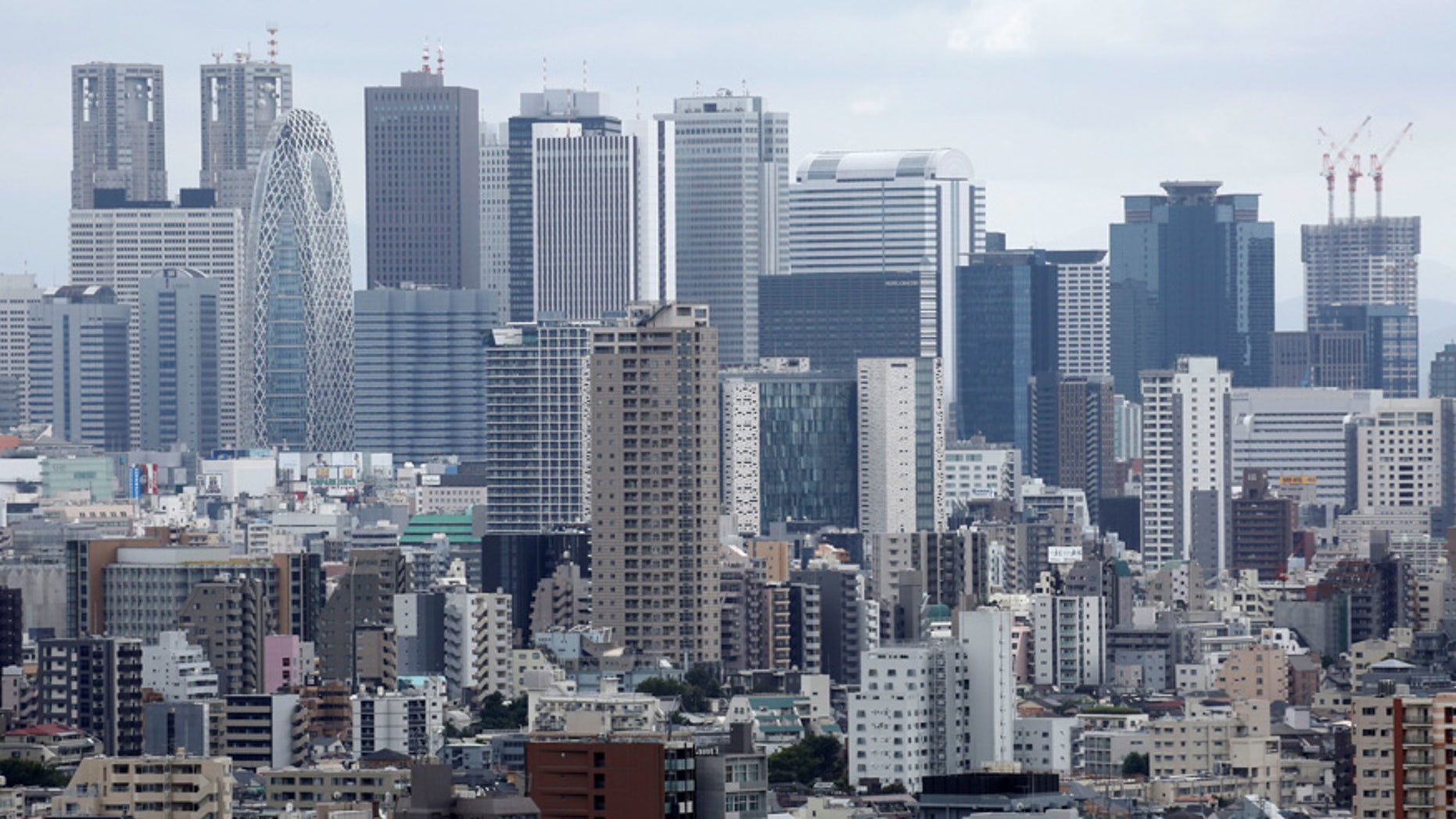Commercial and residential buildings are pictured in Tokyo, Japan.