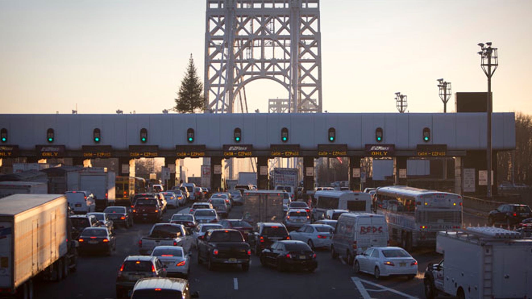 The George Washington Bridge toll booths.
