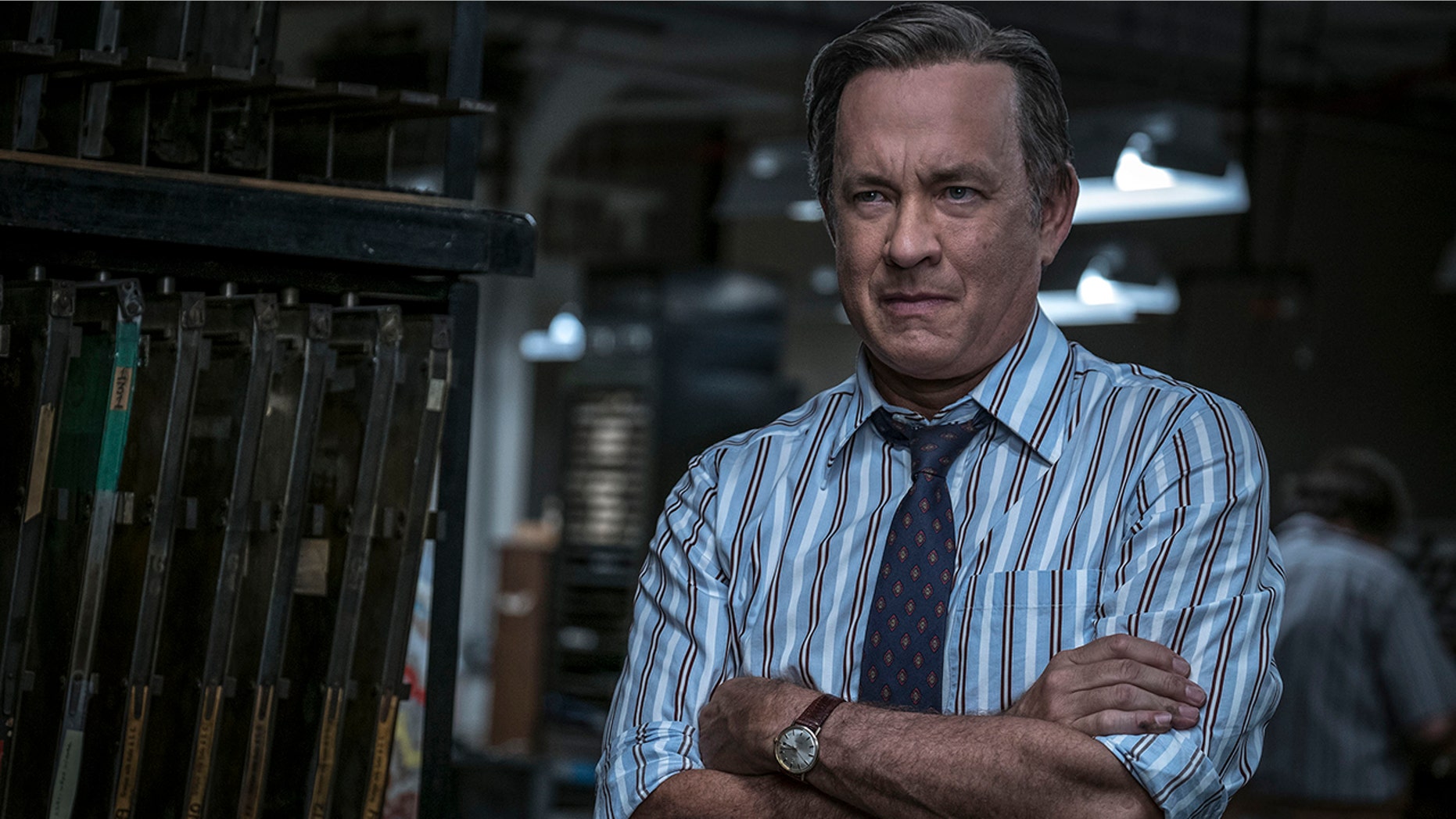 In this image released by 20th Century Fox, Tom Hanks portrays Ben Bradlee in a scene from "The Post." On Monday, Dec. 11, 2017, Hanks was nominated for a Golden Globe for best actor in a motion picture drama for his role in the film.