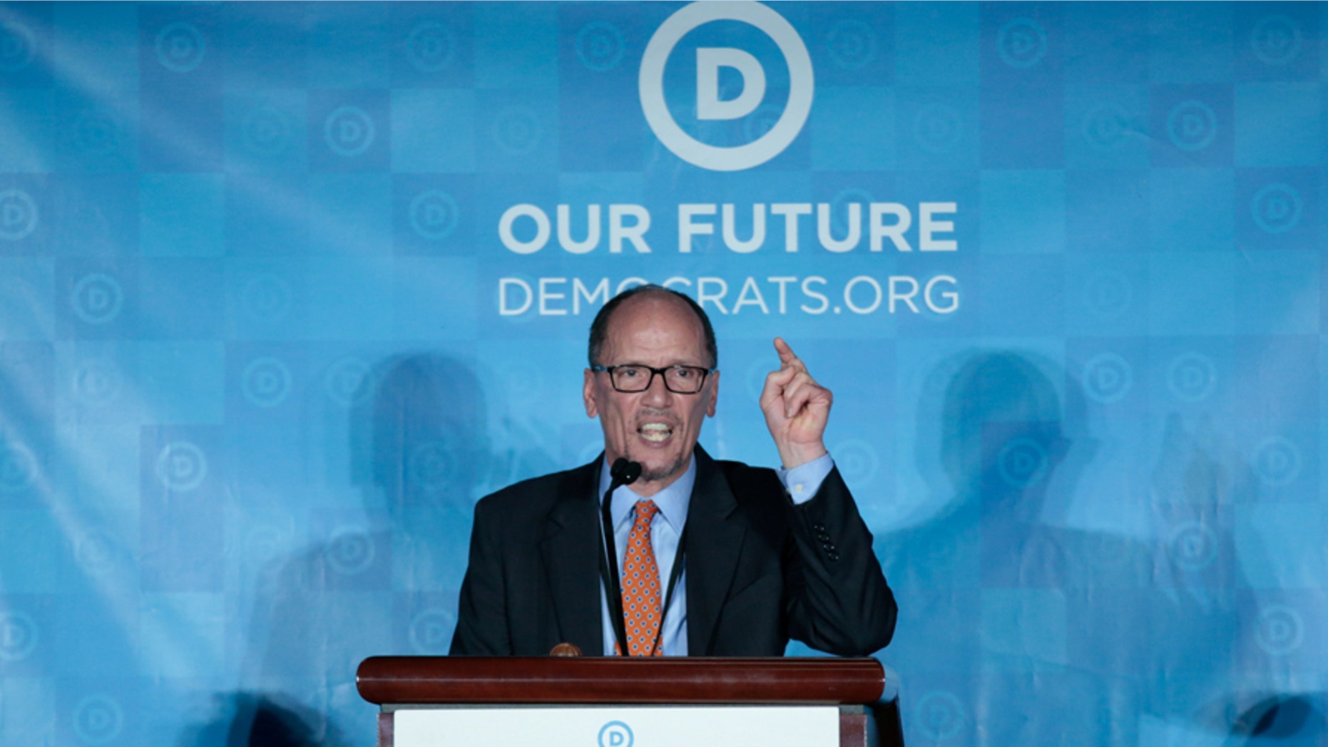 Democratic National Chair candidate, Tom Perez, addresses the audience as the Democratic National Committee holds an election to choose their next chairperson at their winter meeting in Atlanta, Georgia. February 25, 2017. REUTERS/Chris Berry - RC1FEF045460