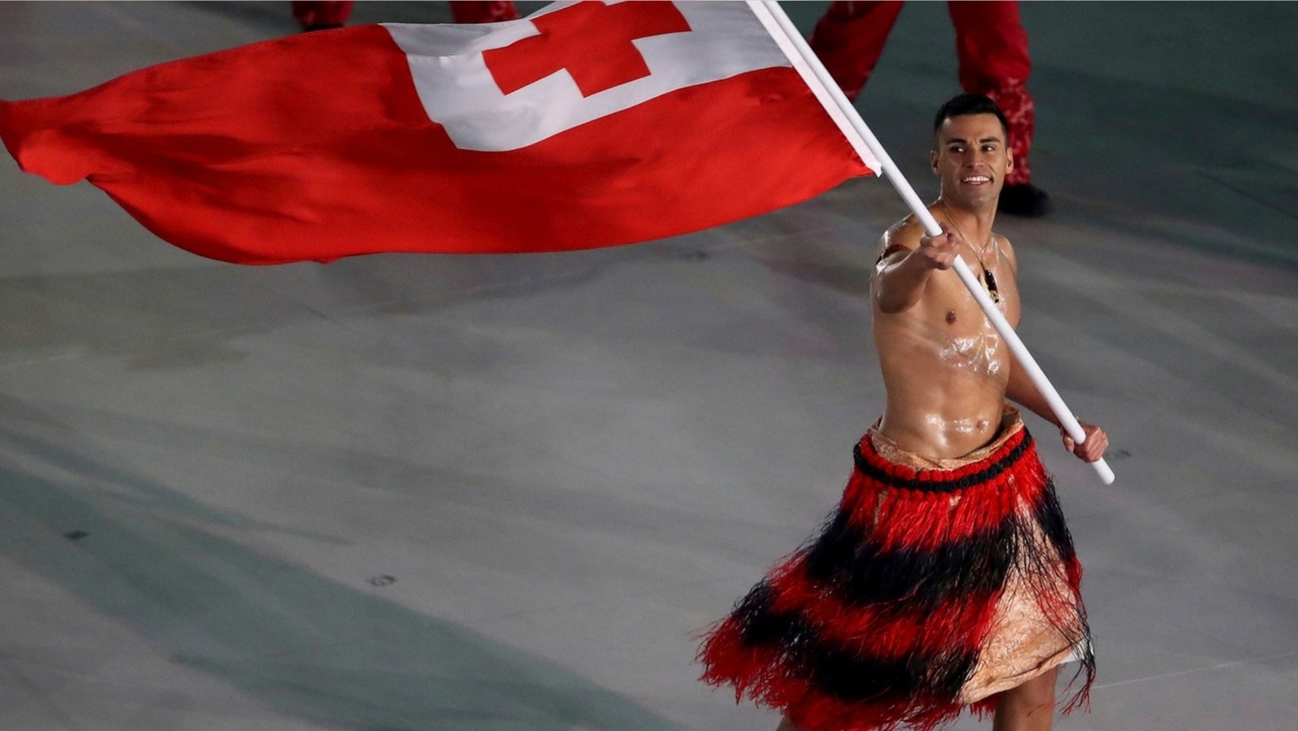Pita Taufatofua of Tonga made another shirtless appearance for the Olympic Games.