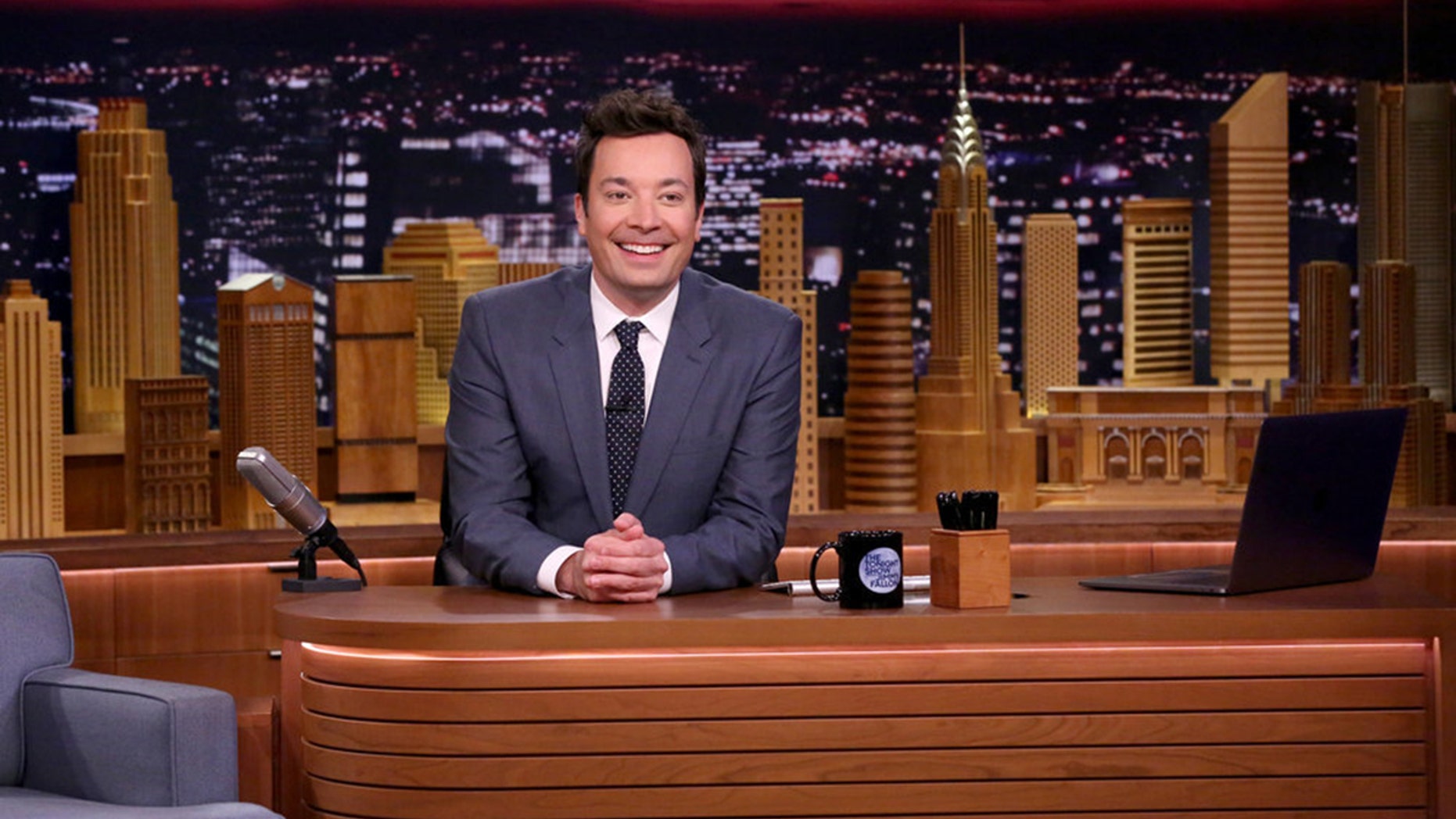 Jimmy Fallon on the set of 'The Tonight Show' in March 2017.