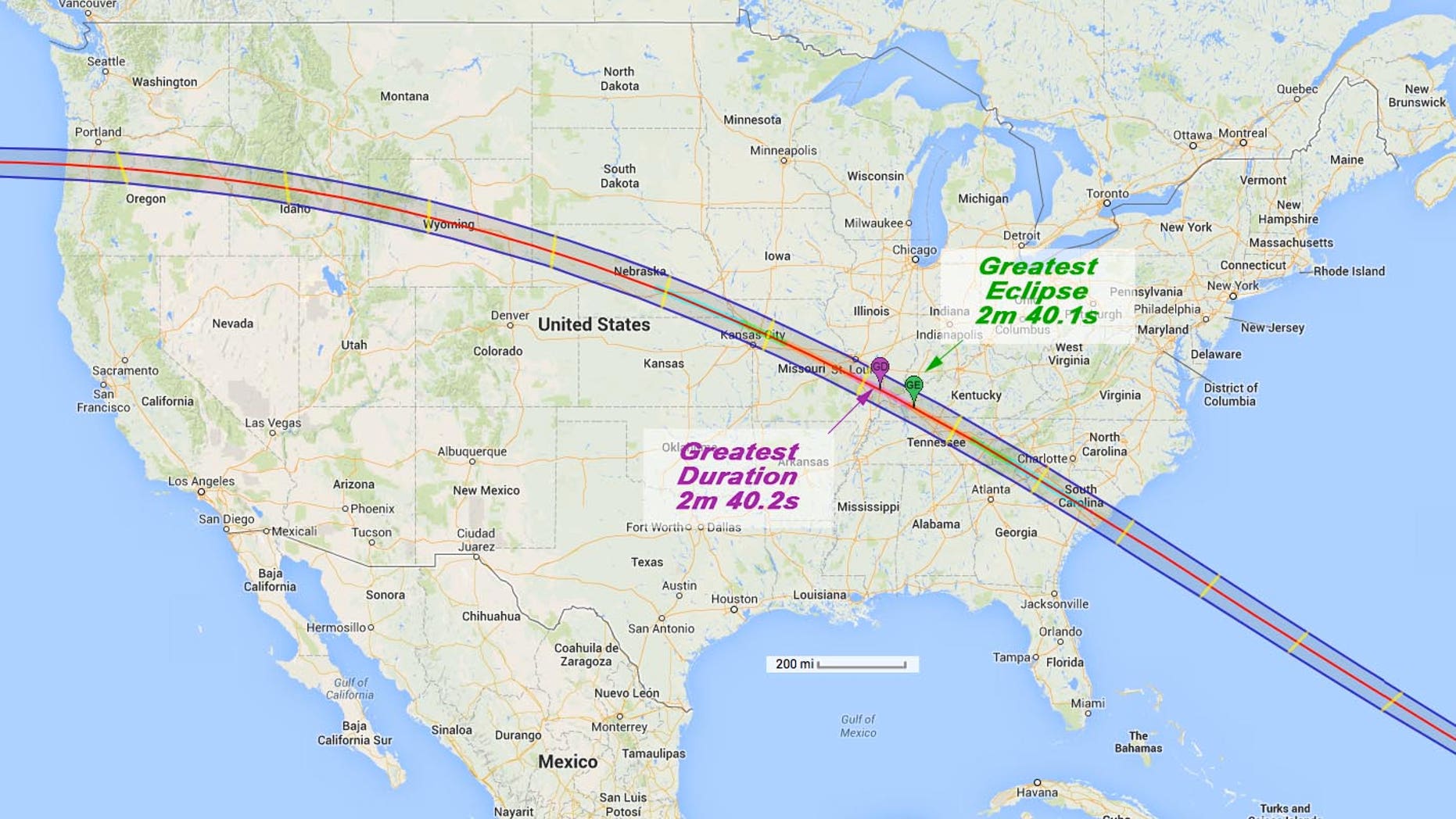 Path of the total solar eclipse of Aug. 21, 2017.