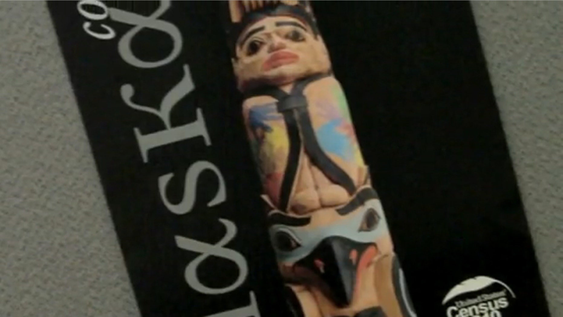 Shown here is the totem pole commissioned by the Census Bureau. (YouTube)