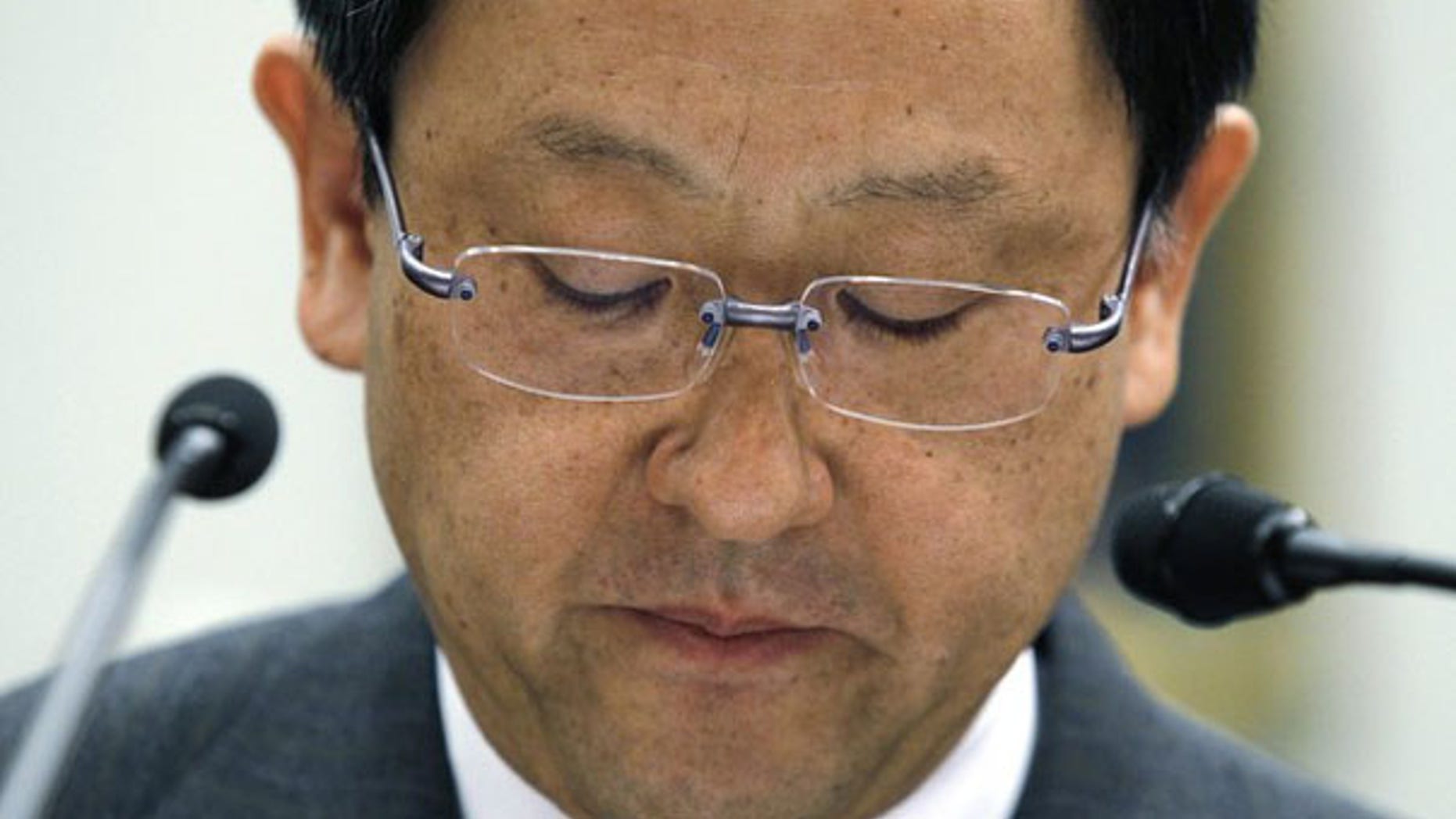 Toyota CEO Akio Toyoda testifies on Toyota's car safety before the House Committee on Oversight and Government Reform on Capitol Hill Feb. 24. (Reuters Photo)