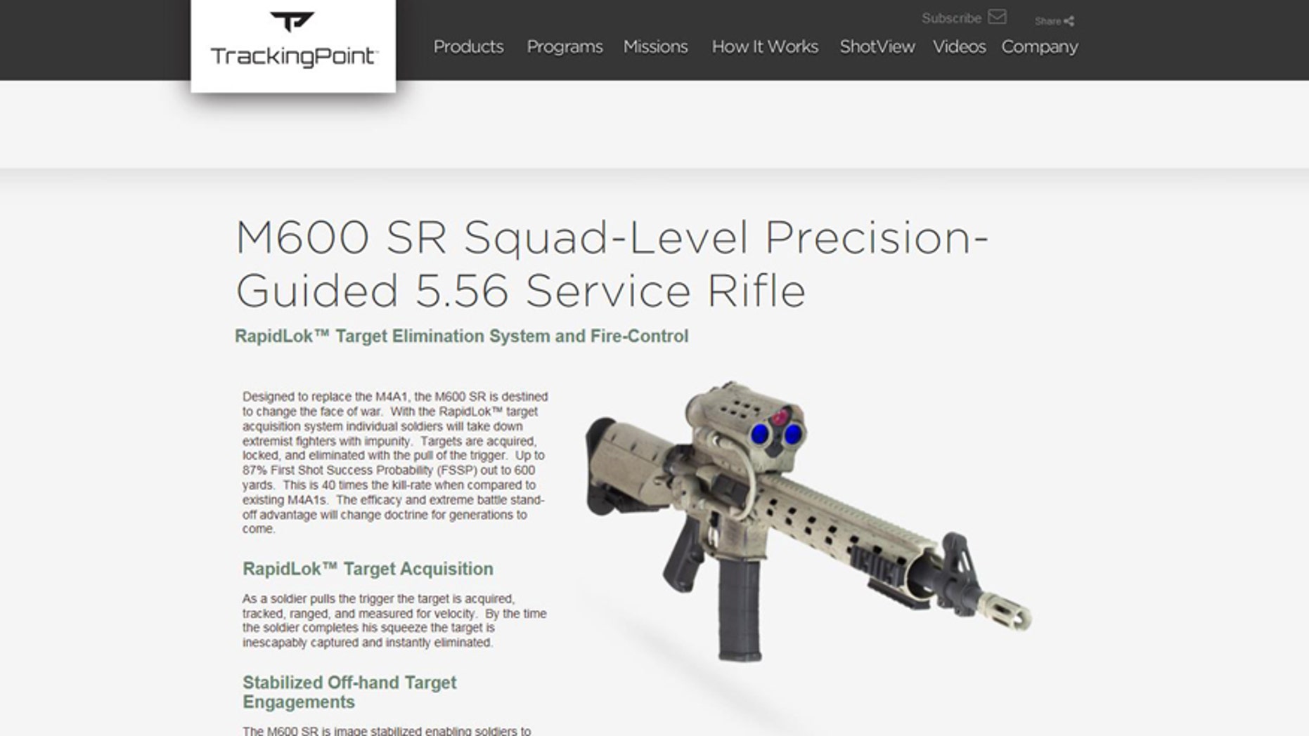 (M600 screenshot from http://tracking-point.com)