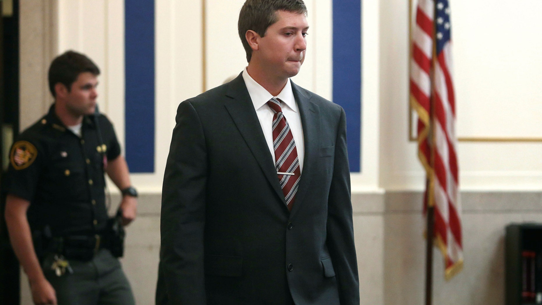 Ray Tensing enters Judge Megan Shanahan's courtroom for his pre-trial hearing on Friday, Oct. 14, 2016, in Cincinnati.