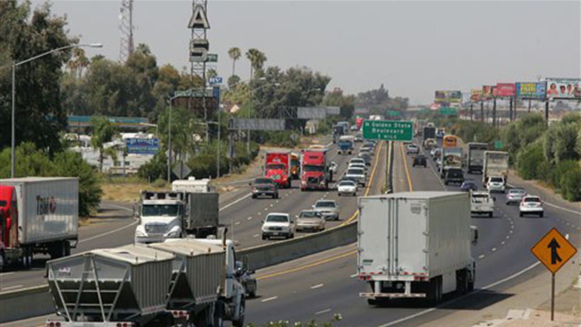 Aug. 23, 2011: A stretch of the California State Route 99 corridor in the San Joaquin Valley is shown busy with traffic in Fresno, Calif.