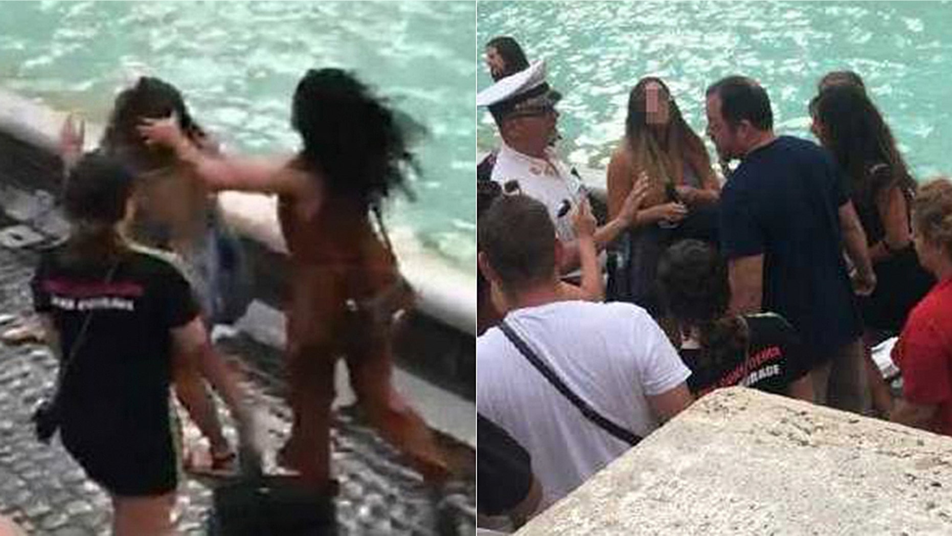 Two women started out a steamy fight at the famous fountain in the Italian capital.