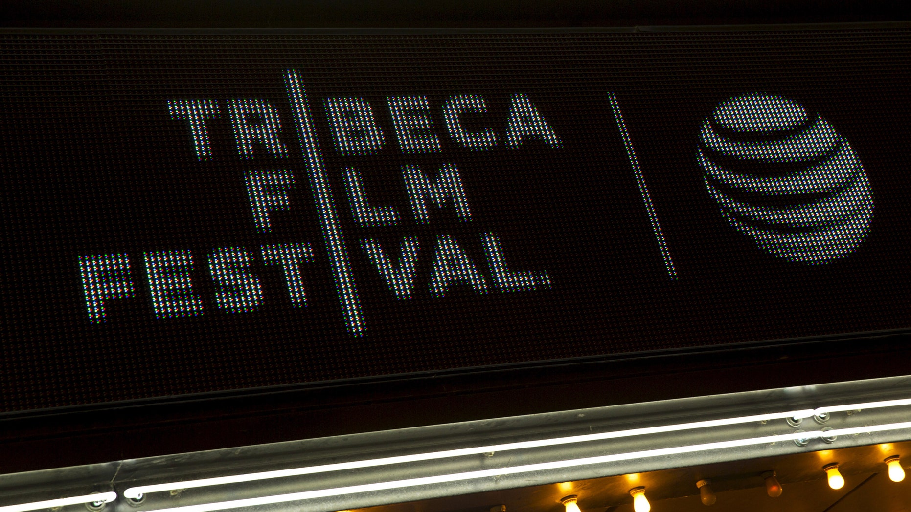 The marquee is seen at world premiere of the film "Live From New York" at the 2015 Tribeca Film Festival, in New York April 15, 2015. (REUTERS/Andrew Kelly)