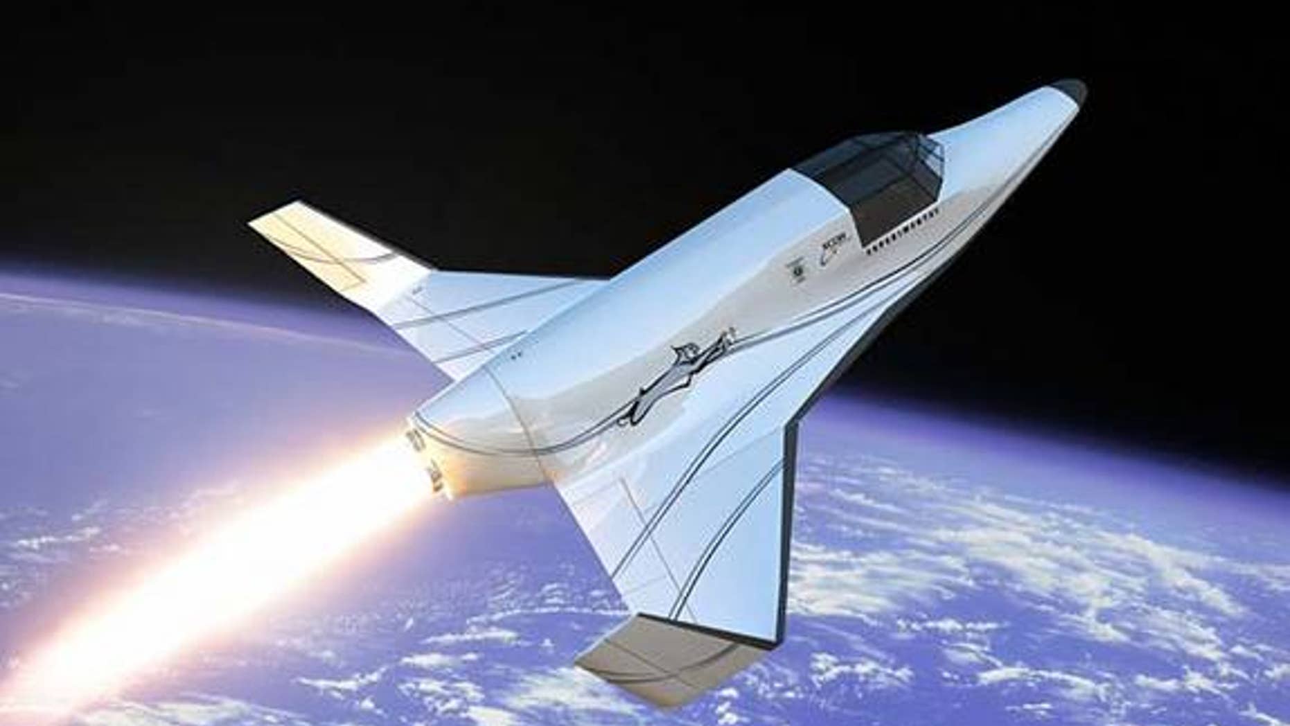An artist's rendition of XCOR Aerospace's Lynx space plane high above the Earth. Roughly the size of a small private airplane, the craft is designed to make several flights a day into a zero-gravity environment.